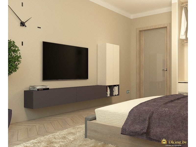 Плазменный телевизор, расположенный перед кроватью